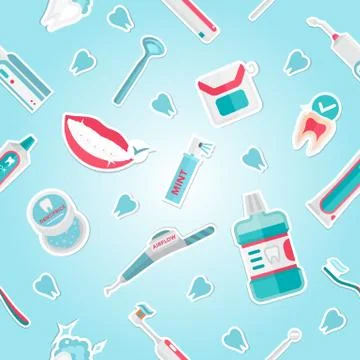 Medical teeth hygiene pattern vector Stock Illustration