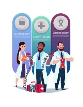 Medical Template Infographic Elements Background With Team Of Doctors Stock Illustration