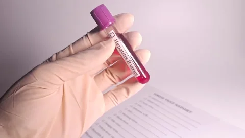 Medical Testing Blood Sample for Hepatitis B Virus Detection Stock Footage 338040419