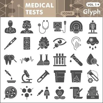 Medical tests solid icon set, Healthcare symbols collection or sketches. Medical Stock Illustration