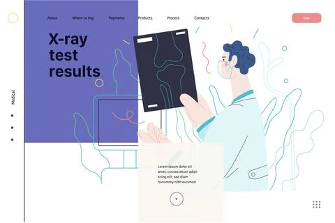 Medical tests template - x-ray test. Flat vector Illustrazione stock