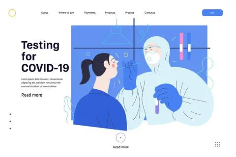 Medical tests web page template - testing for COVID-19 Stock Illustration