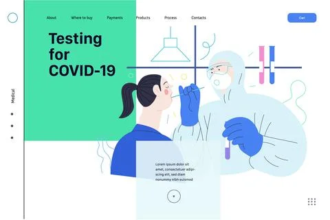 Medical tests web page template - testing for COVID-19 Stock Illustration