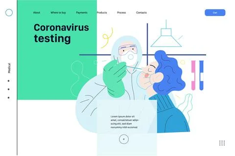 Medical tests web page template - testing for COVID-19 Stock Illustration