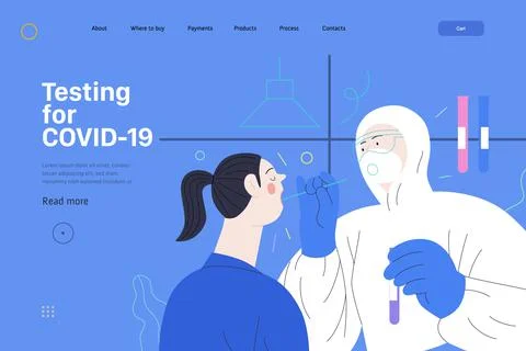 Medical tests web page template - testing for COVID-19 Stock Illustration