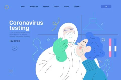Medical tests web page template - testing for COVID-19 Stock Illustration
