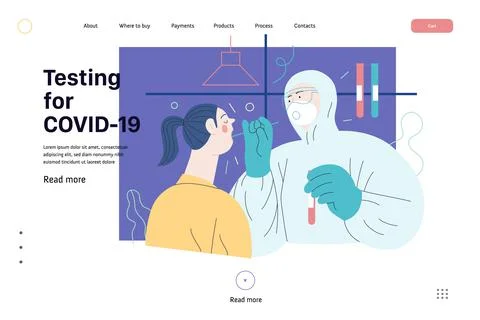 Medical tests web page template - testing for COVID-19 イラスト素材