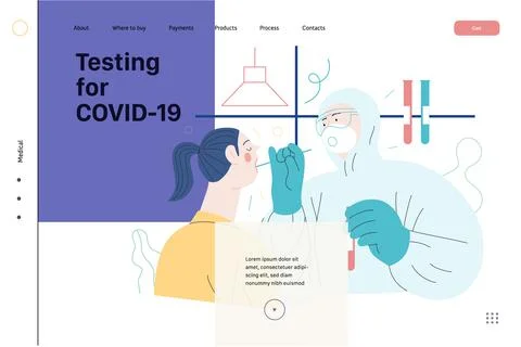 Medical tests web page template - testing for COVID-19 Stock Illustration