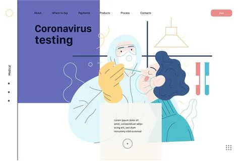 Medical tests web page template - testing for COVID-19 Stock Illustration