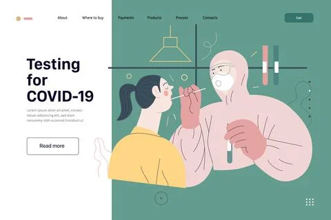 Medical tests web page template - testing for COVID-19 Stock Illustration