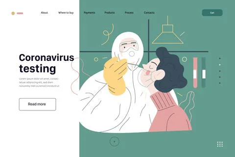 Medical tests web page template - testing for COVID-19 Stock Illustration