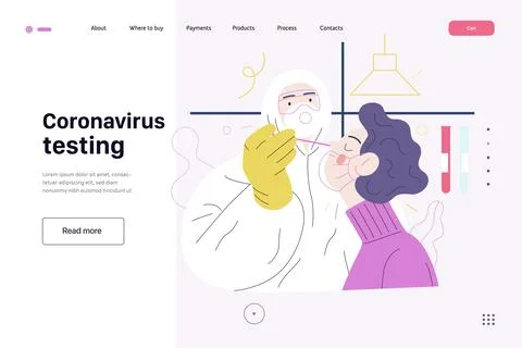 Medical tests web page template - testing for COVID-19 Illustrazione stock