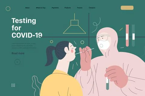 Medical tests web page template - testing for COVID-19 Stock Illustration