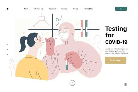 Medical tests web page template - testing for COVID-19 Stock Illustration