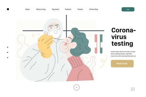 Medical tests web page template - testing for COVID-19 Stock Illustration