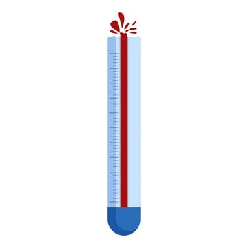 Medical thermometer exploding showing extremely high temperature Stock Illustration