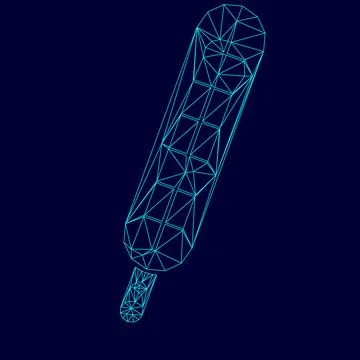 Medical thermometer low poly triangulation triangulated polygonal electric cy Stock Illustration