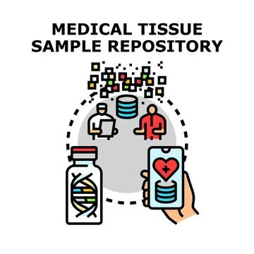 Medical tissue sample repository managing genetic research data Stock Illustration