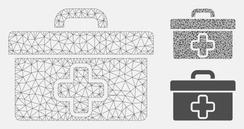 Medical Tools Box Vector Mesh Network Model and Triangle Mosaic Icon イラスト素材