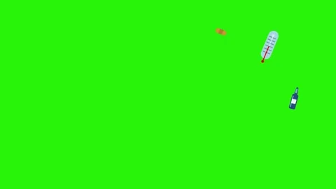 Medical tools elements animation, graphic source, flat design, green screen Stock Footage 151193014