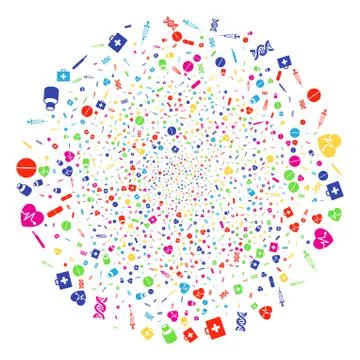 Medical Tools Exploding Sphere 스톡 일러스트