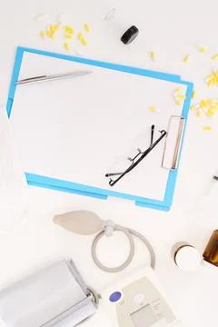 Medical Tools Flat Lay Stock Photos