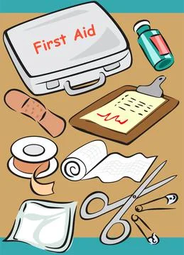 Medical tools set poster background Stock Illustration
