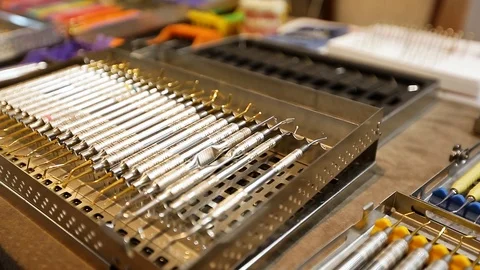 Medical tools on the table. Presentation in Warsaw Stock Footage 93622267