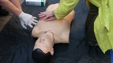 Medical training on a city street Stock Footage 118123653
