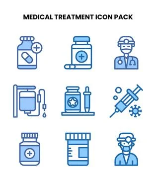 Medical Treatment Two Colour Bundle Icons Pack Stock Illustration