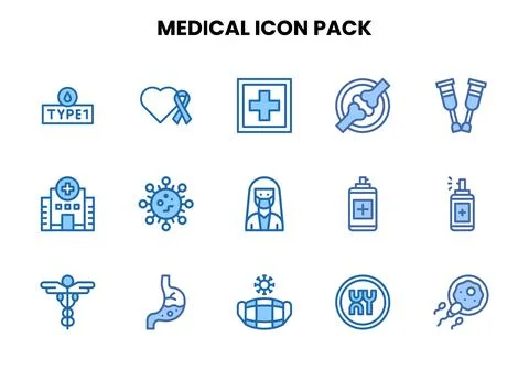 Medical Two Colour Vector Icons Pack Stock Illustration