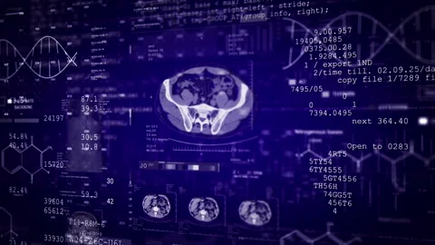 Medical UI HUD text data monitoring Chemistry formula Stock Footage 290901961