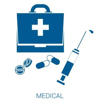 Medical vector blue flat icon on white background Stock Illustration