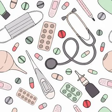 Medical vector seamless background Stock Illustration