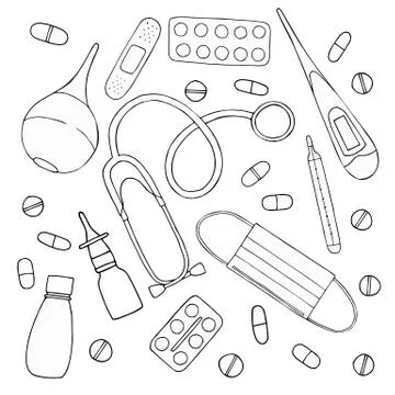 Medical vector set white Stock Illustration