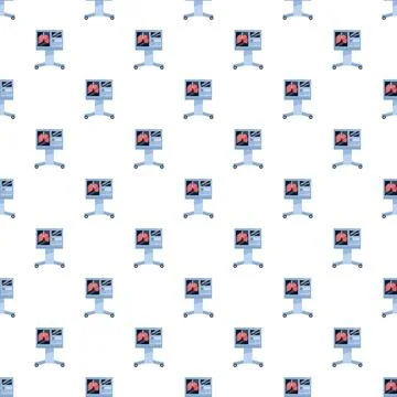 Medical ventilator machine displaying human lungs seamless pattern イラスト素材