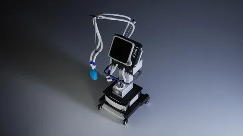 Medical Ventilator for mechanical . 3D rendering. Stock Footage 128721092