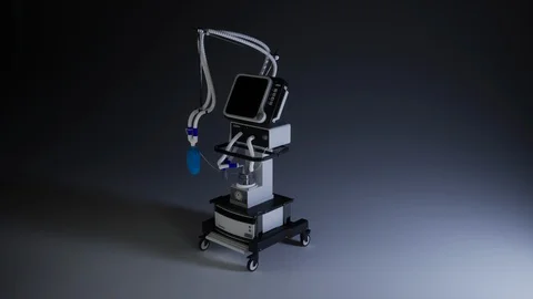 Medical Ventilator for mechanical . 3D rendering. Video stock 128721135