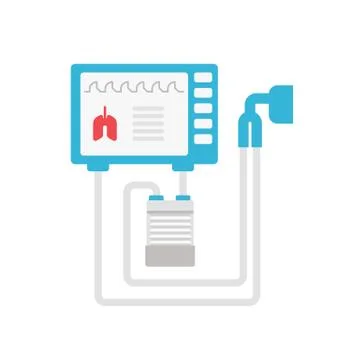 Medical ventilator vector flat illustration isolated on white background Stock Illustration
