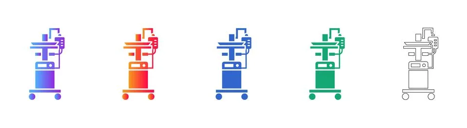 Medical Ventilator Vector Icon Set Stock Illustration