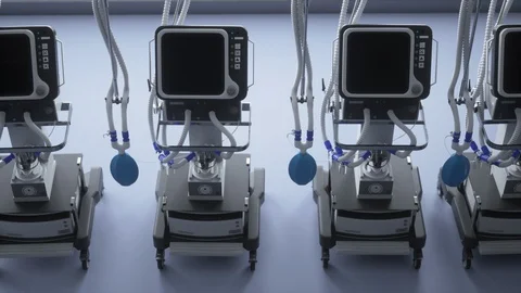 Medical ventilators for artificial lung ventilation . 3D rendering. Stock Footage 128765036