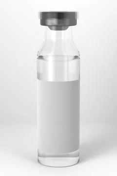 Medical vial with solution for injection on white background. 3d render Illustrazione stock