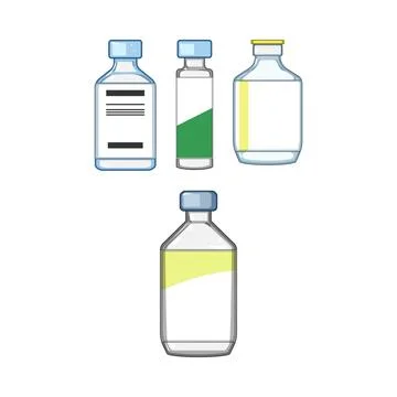 Medical vials different shapes containing liquid medicine Stock Illustration