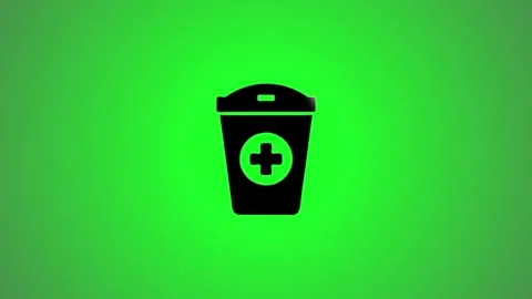 Medical waste bin icon motion graphic on green background with 3d effect an.. Stock Footage 346491199