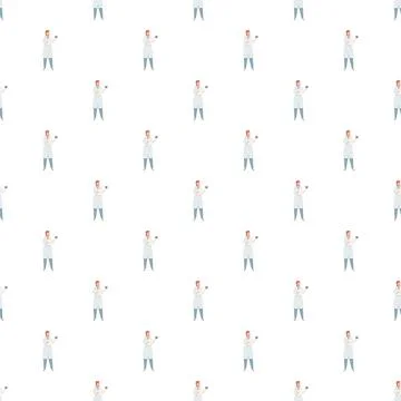 Medical worker standing seamless repeat pattern background Stock Illustration