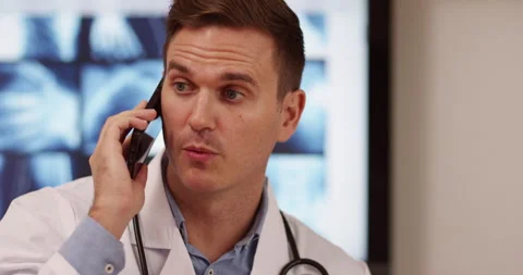 Medical worker virtual consultation on mobile Stock Footage 250953690