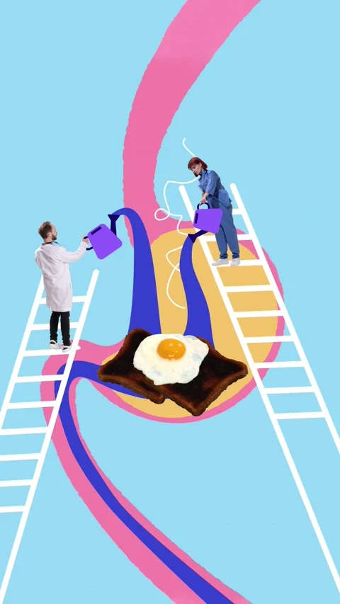Medical workers, doctors dousing flames in stomach, symbolizing treatments for Stock Footage 301910047