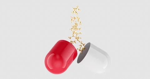 Medicament capsule with atomic structure rotation animation seamlessly loop.. Stock Footage 339372600