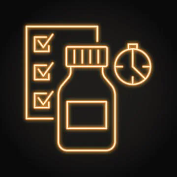 Medicament stability testing neon icon Stock Illustration