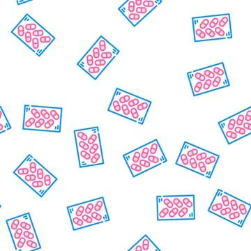 Medicaments package vector seamless pattern flat Stock Illustration